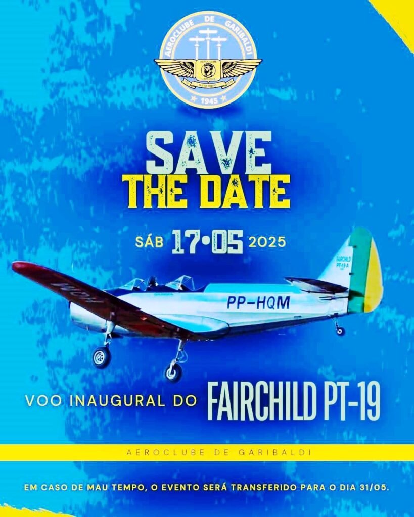 Avião Fairchild PT-19A PP HQM Aeroclube de Garibaldi