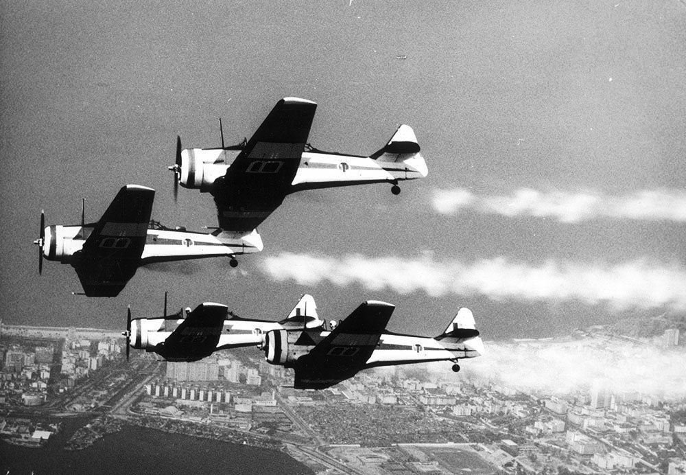 Avioes-NA-T-6-da-Esquadrilha-da-Fumaca-em-1952-Imagem-Divulgacao-FAB