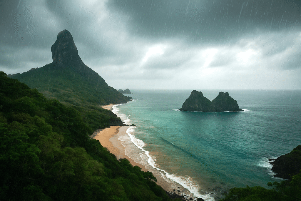 Arquipelago de Fernando de Noronha com tempo ruim