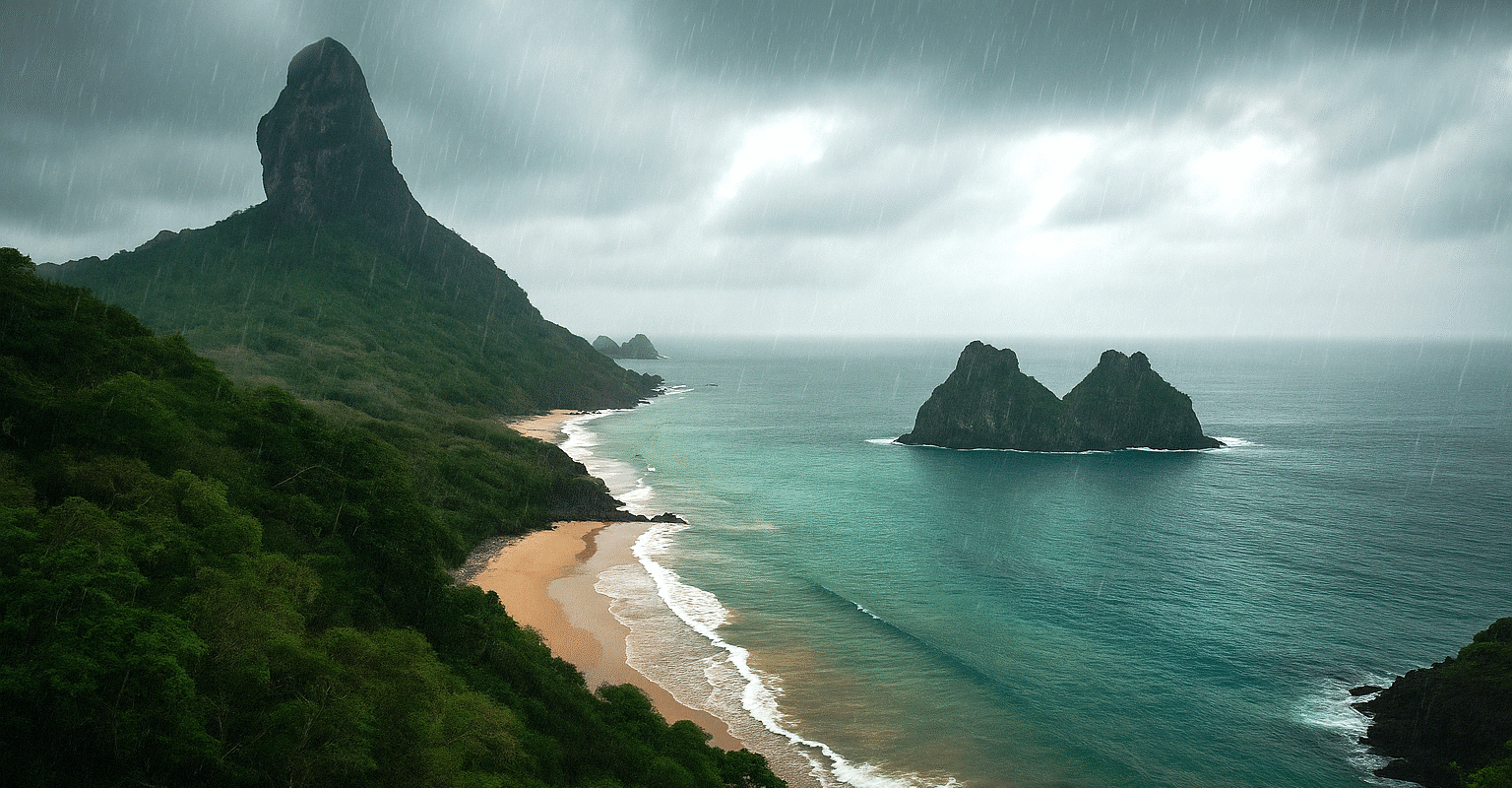 Arquipelago de Fernando de Noronha com tempo ruim