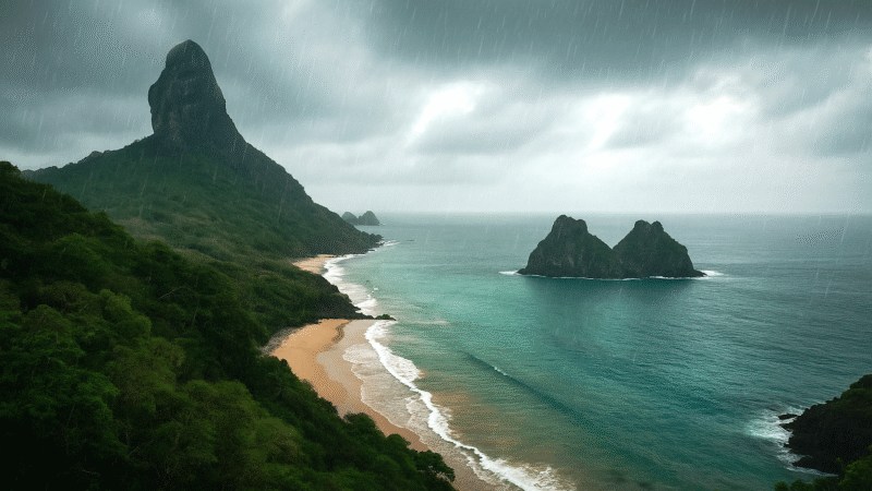 Arquipelago de Fernando de Noronha com tempo ruim