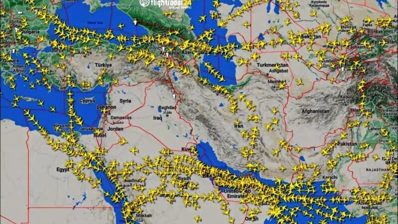 Trafego-Aereo-no-Oriente-Medio-durante-conflitos-Israel-Ira