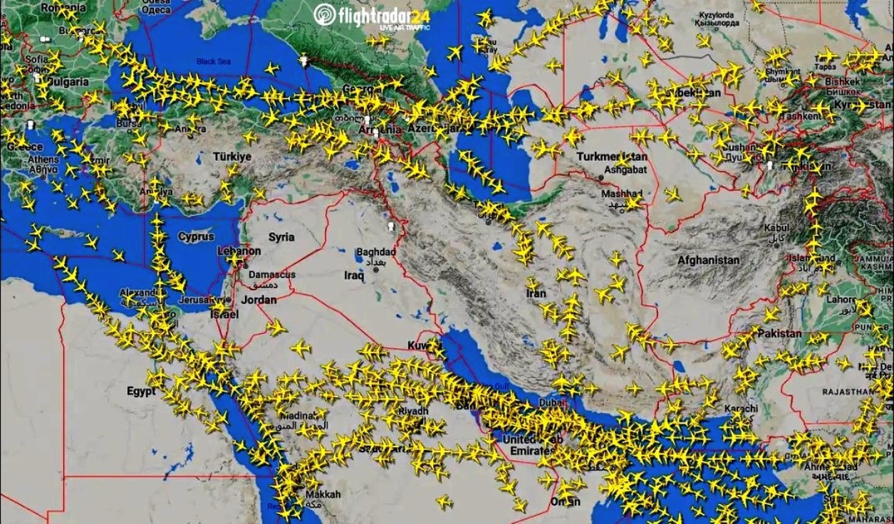 Trafego-Aereo-no-Oriente-Medio-durante-conflitos-Israel-Ira