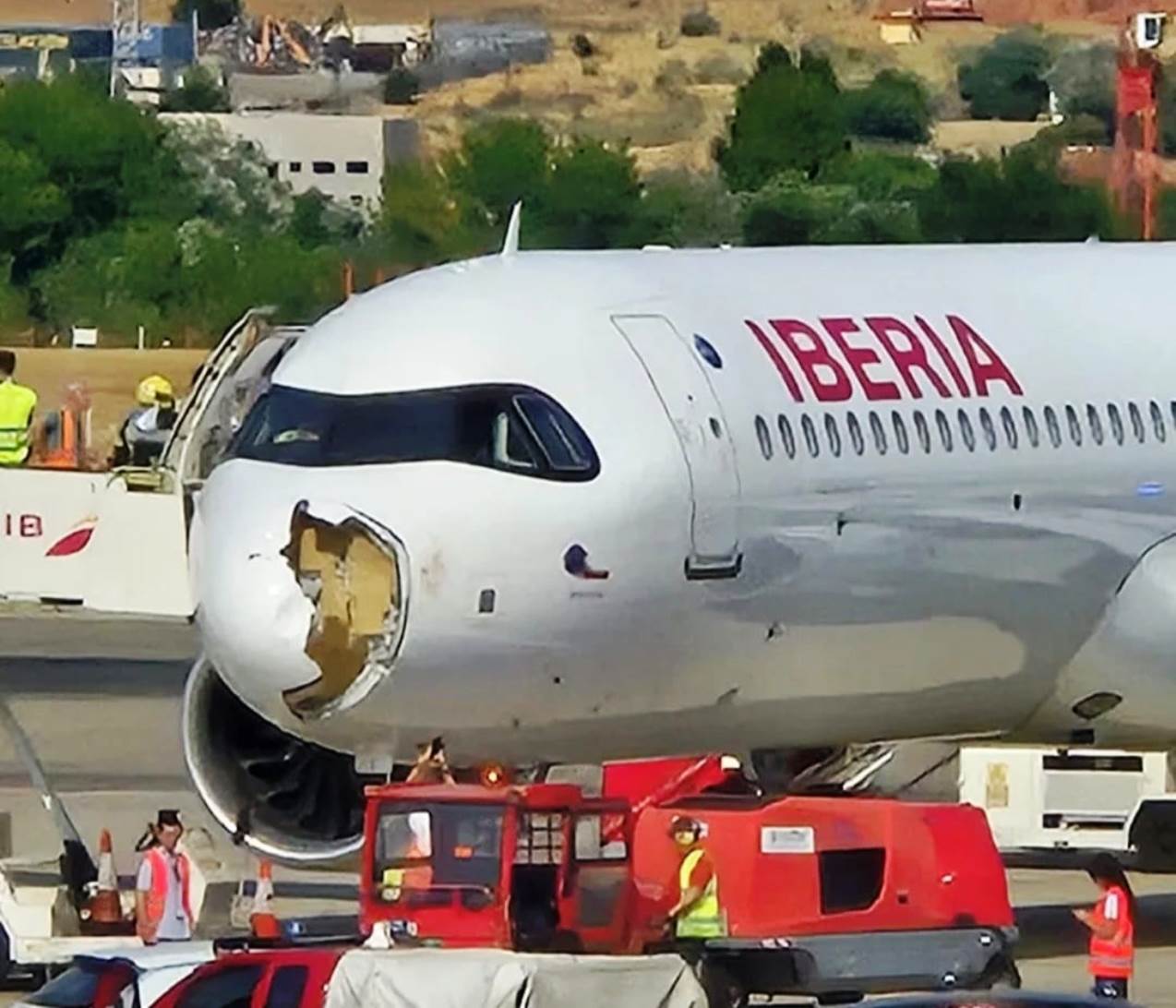 Aviao-Airbus-A321-da-Iberia-colide-com-passaro-na-decolagem.