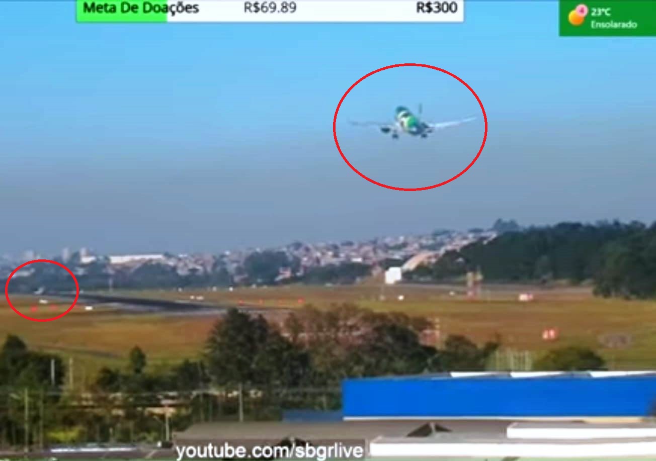 Azul arremete em GRU com jato executivo na pista_Imagens SBGR LIVE
