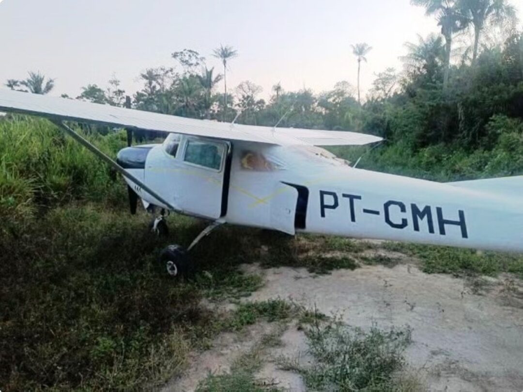 Avião que tentou descolar em Operação em Garimpo Ilegal em Roraima_Imagem Governo Estadual.