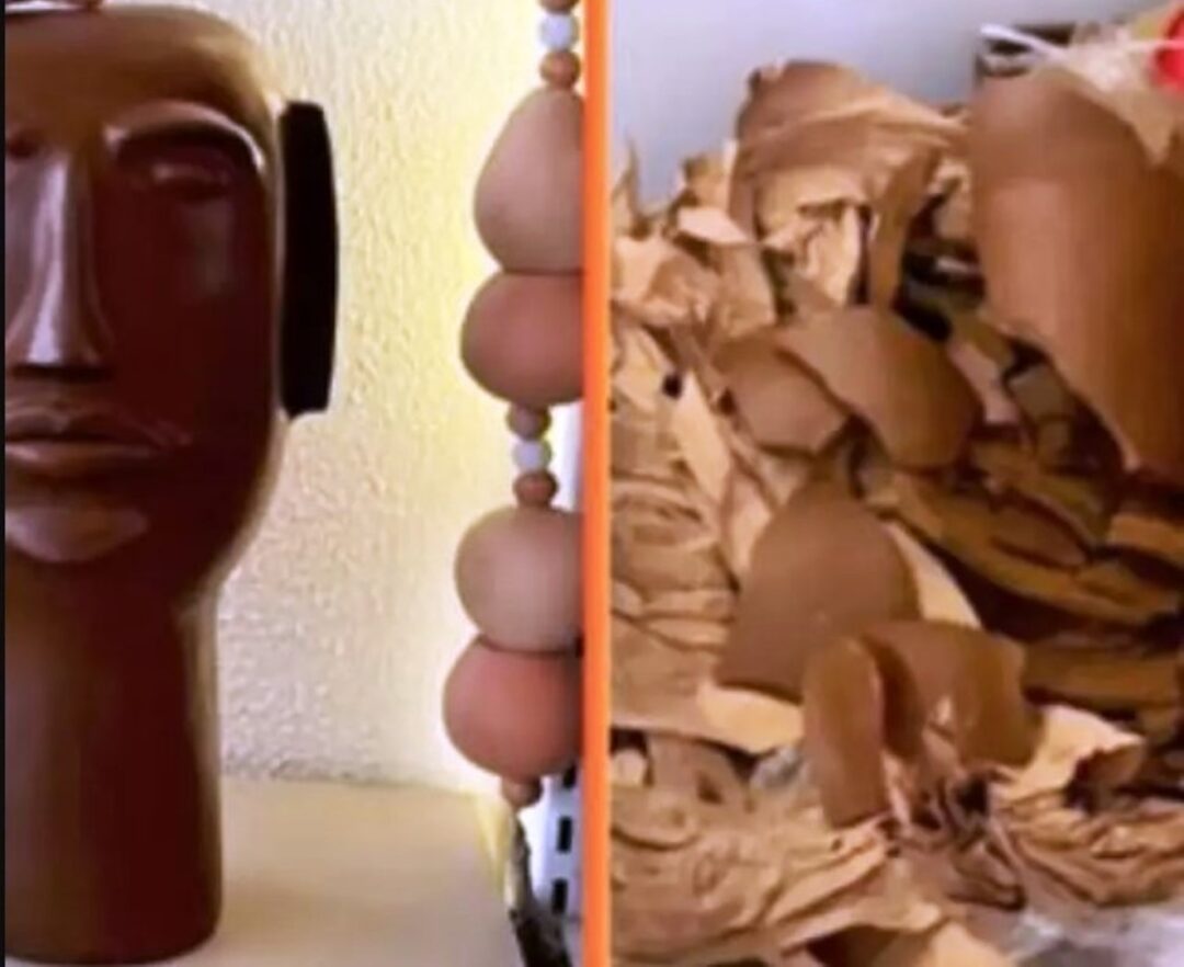Escultura de um passageirod a latam destruída no despacho no voo_Imagem redes sociais