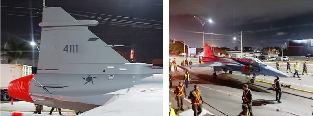 FAB 4111 o novo caça F-39E Gripen chega ao Brasil_Imagem Aviação em Floripa
