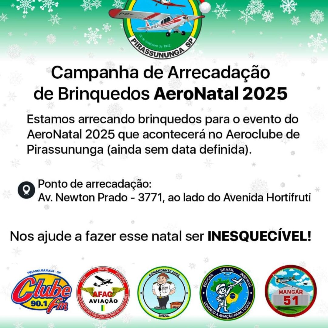 Aero Natal 2025 inicia campanha de arrecadação de brinquedos no Aeroclube de Pirassununga
