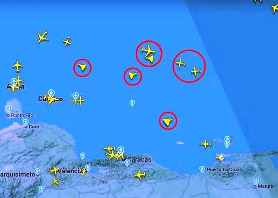 Oito aeronaves militares dos EUA sobrevoam áreas próximas à costa da Venezuela