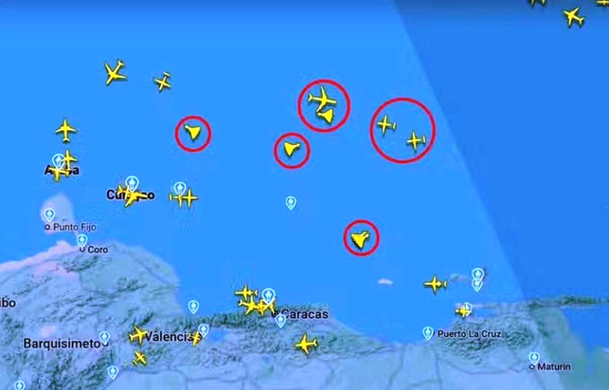 Detalhes do anexo Oito-Avioes-sobrevoam-a-costa-da-Venezuela_Imagem-Flightradar24