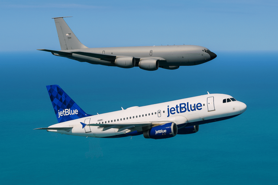 Piloto da JET BLUE relata quase colisão em voo com avião de Reabastecimento Militar dos EUA-Foto Ilustrativa