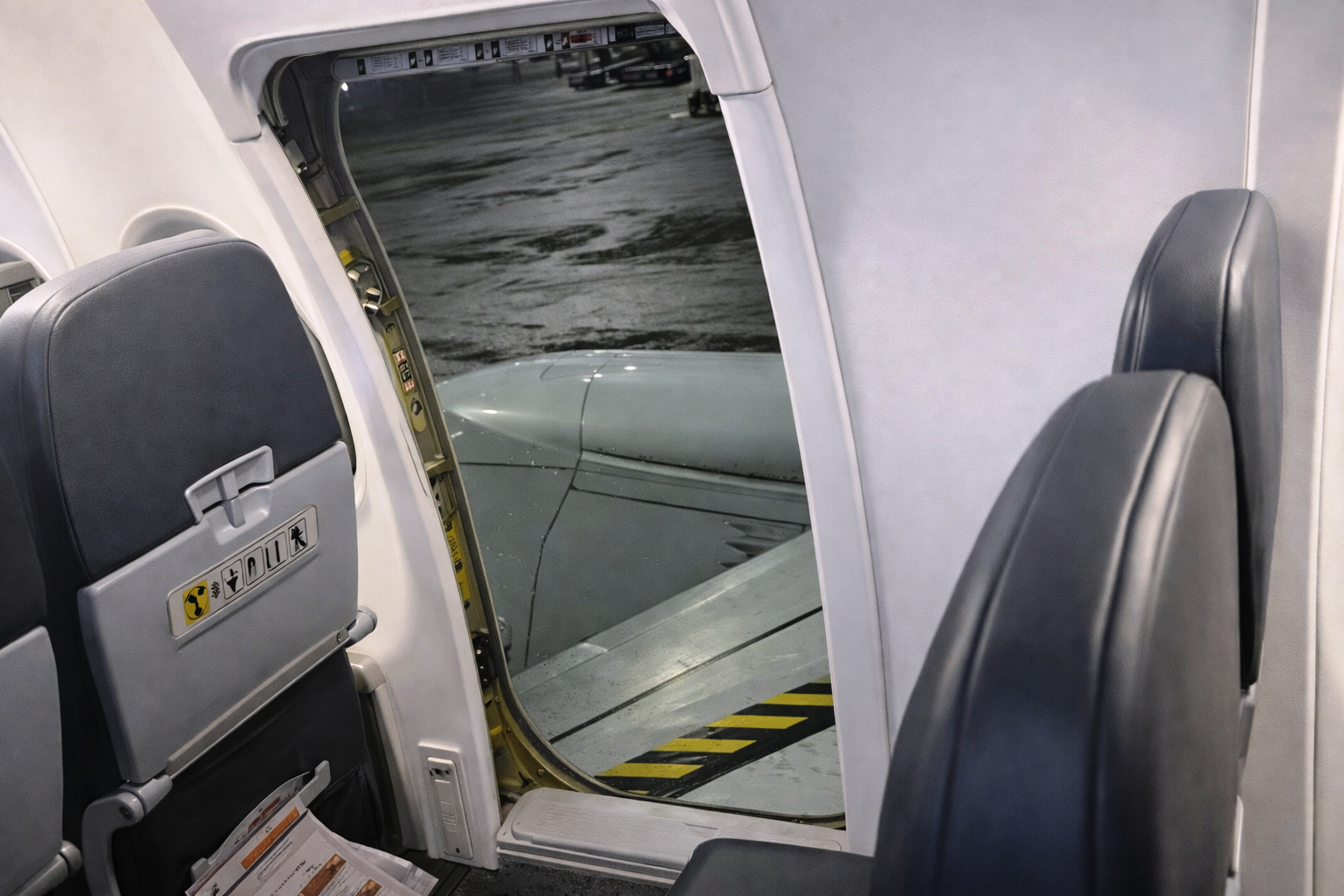 Passageiro aciona porta de emergência_Imagem da web