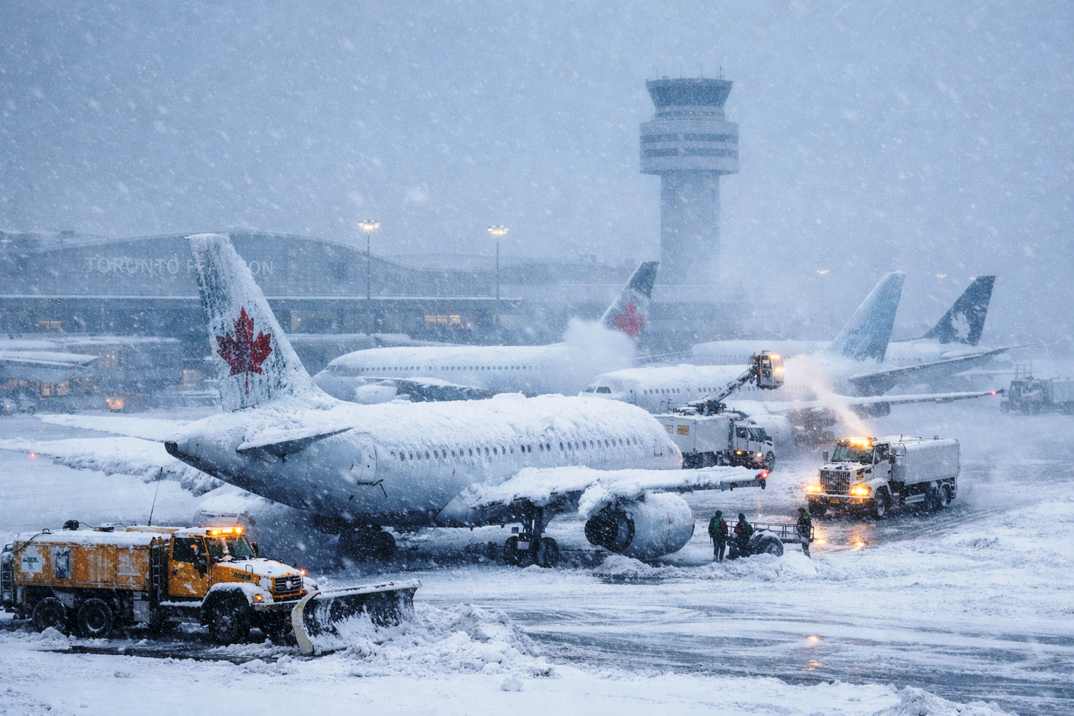 Tempestade de inverno congela aviões no aeroporto de Toronto durante nevasca histórica_Imagem Ilustrativa