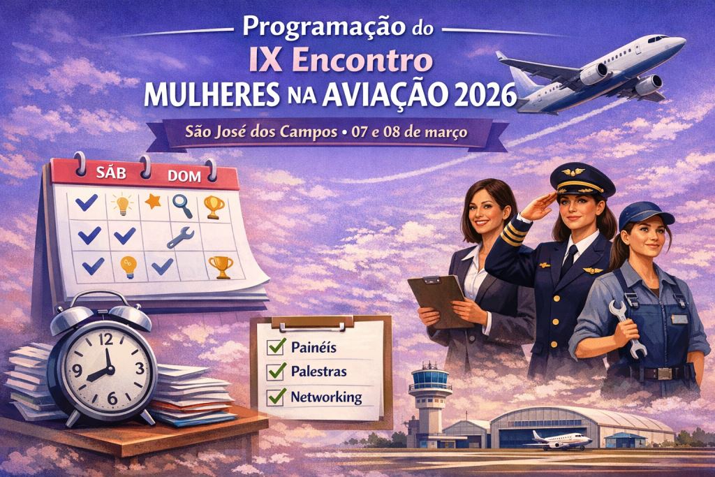 Aviadoras divulga a programação do IX Encontro Mulheres na Aviação 2026 em São José dos Campos