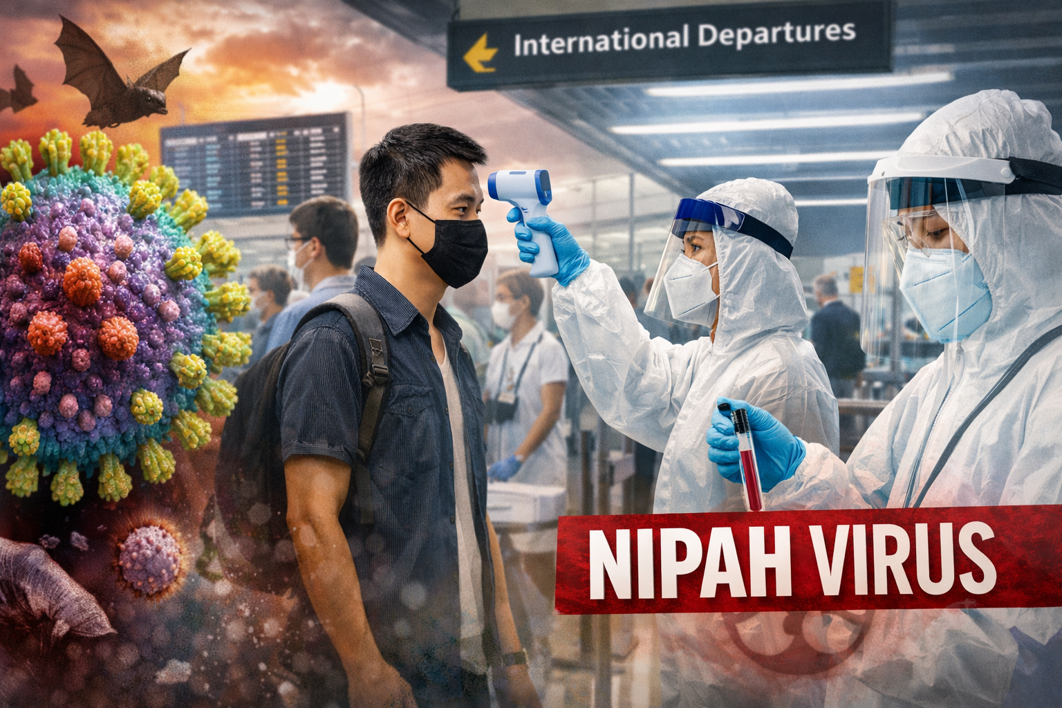 Casos de vírus Nipah na Índia levam aeroportos da Ásia a reforçar vigilância_Imagem Ilustrativa