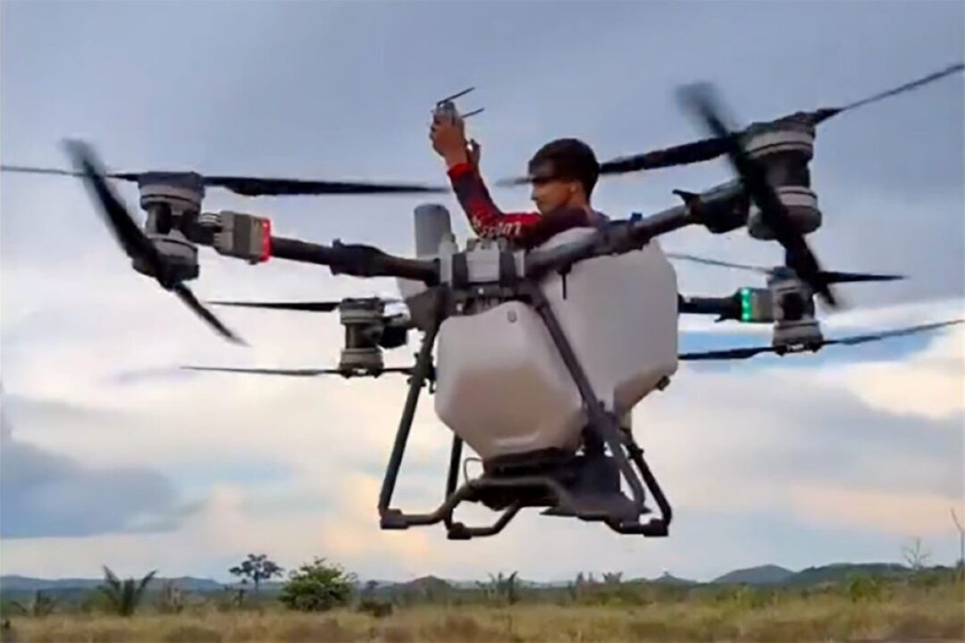 Drone agrícola usado para transporte humano levanta alerta sobre segurança aérea_Imagem divulgação