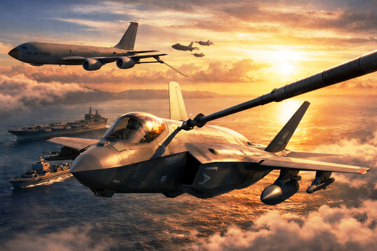 EUA enviam 18 F 35A ao Oriente Médio com ponte aérea de aviões tanque