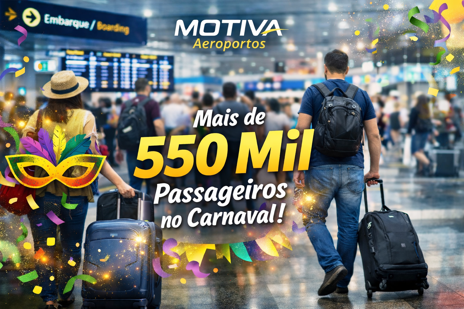Motiva Aeroportos prevê mais de 550 mil passageiros durante o Carnaval em 14 terminais_Imagem Ilustrativa