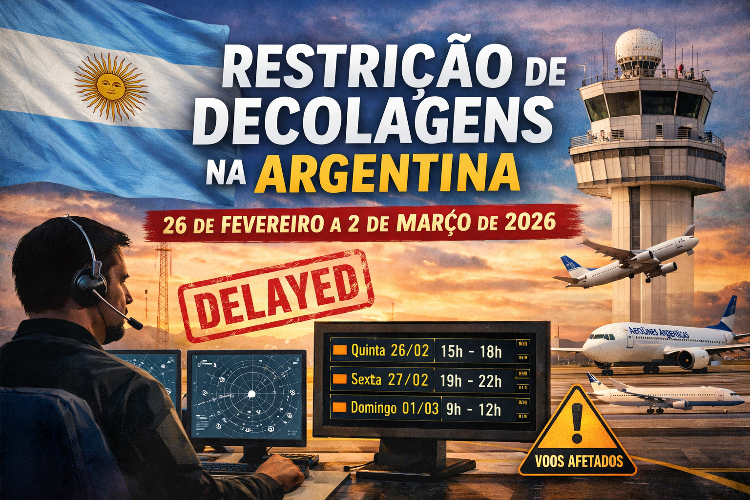 Paralização parcial de voos na Argentina_Imagem Ilustrativa.