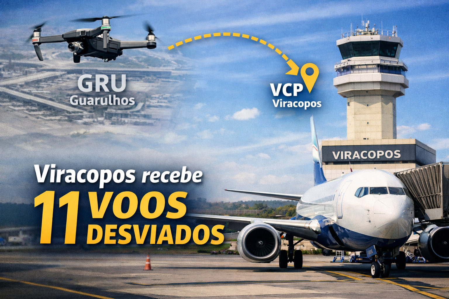 Viracopos recebe 11 voos desviados após drones paralisarem Guarulhos_Imagem Ilustrativa.