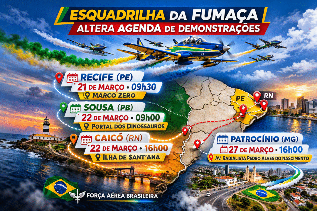 Alterações na agenda da Esquadrilha da Fumaça em março de 2026 mexem com programação no Nordeste e em Minas_Imagem Ilustrativa 1