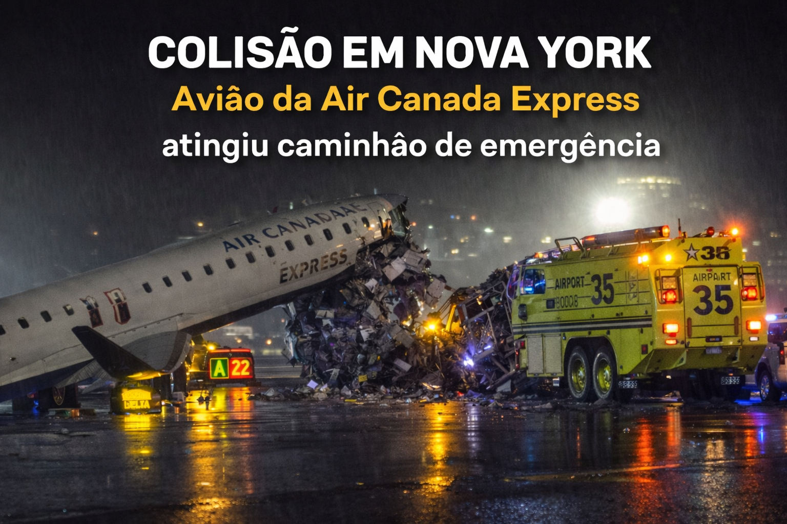 Avião da Air Canada CRJ900 envolvido em colisão em NY com caminhão de Bombeiros_Imagem divugação2