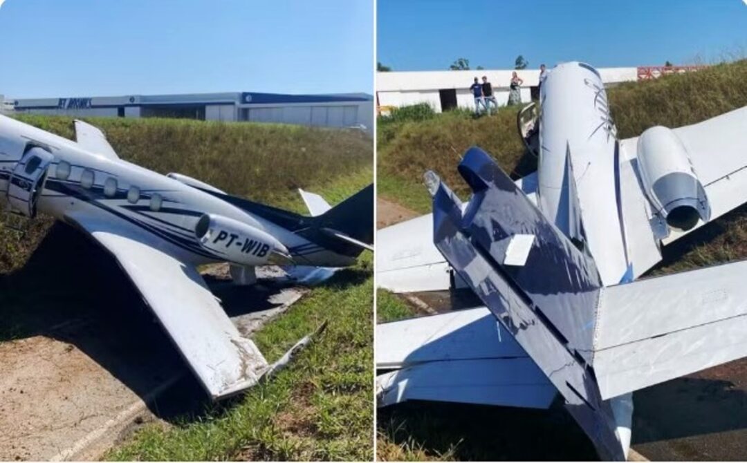 Jato-executivo-sai-da-pista-e-para-em-barranco-no-Aeroporto-de-Jundiai_Imagem-divulgacao-2