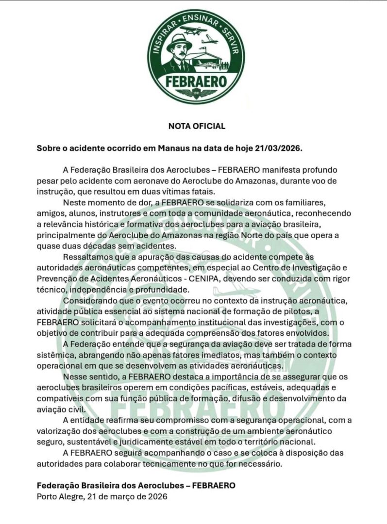 Nota-da-FEBRAERO-sobre-o-acidente-com-o-aviao-do-Aercoclube-de-Manaus_Imagem-FEBRAERO