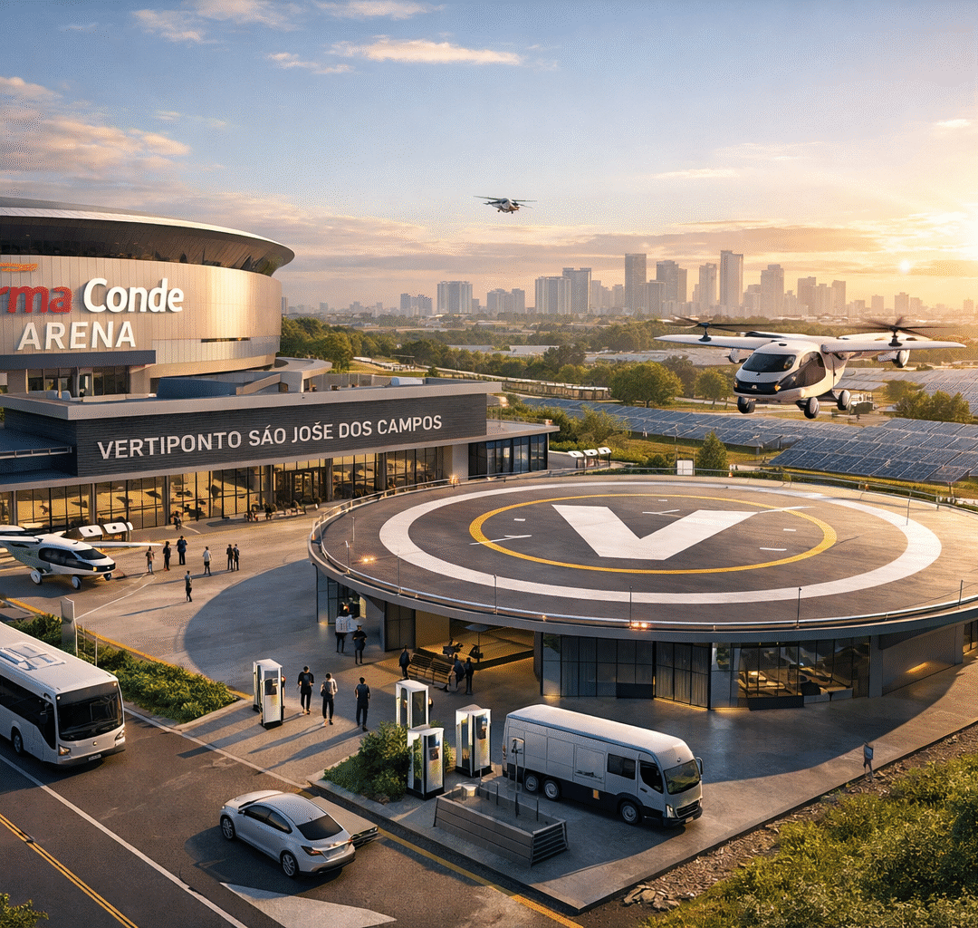 São José dos Campos estuda vertiponto na Farma Conde Arena e mira nova era da mobilidade aérea