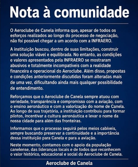 Aeroclube de Canela quando a arrecadação passa a competir com a formação aeronáutica