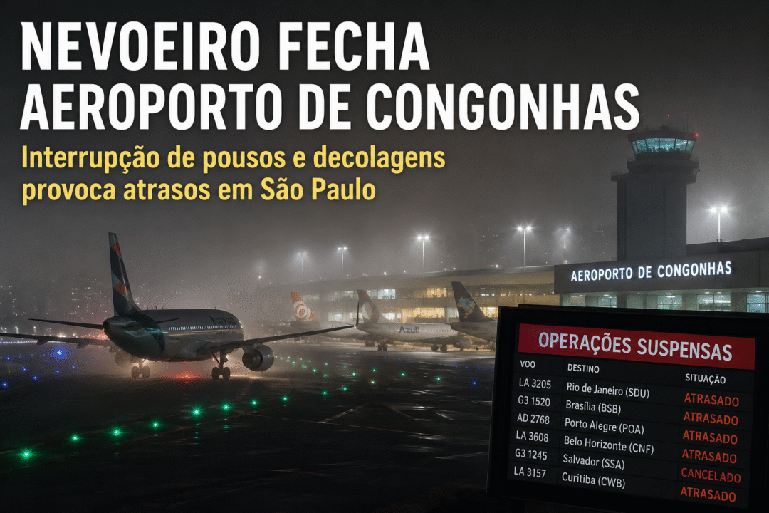 Avião se aproxima para pouso em Congonhas durante nevoeiro_Imagem Ilustrativa 1