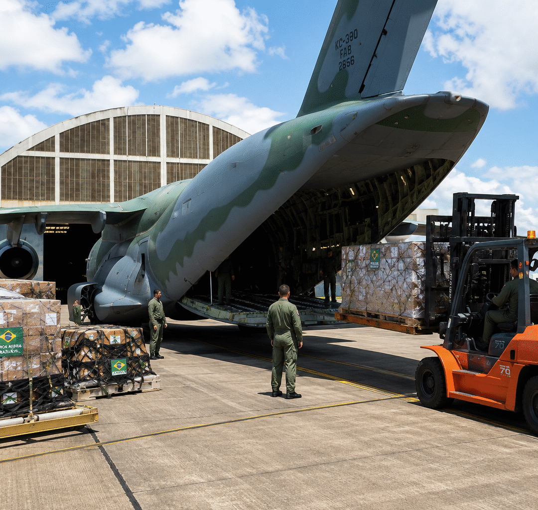 KC-390 da FAB leva bombeiros, cães farejadores e suprimentos para a Venezuela após terremotos