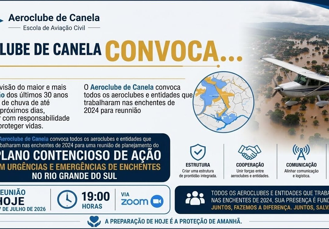 Com previsão de até 300 mm de chuva, Aeroclube de Canela mobiliza aviação para preparar resposta a possíveis enchentes no RS