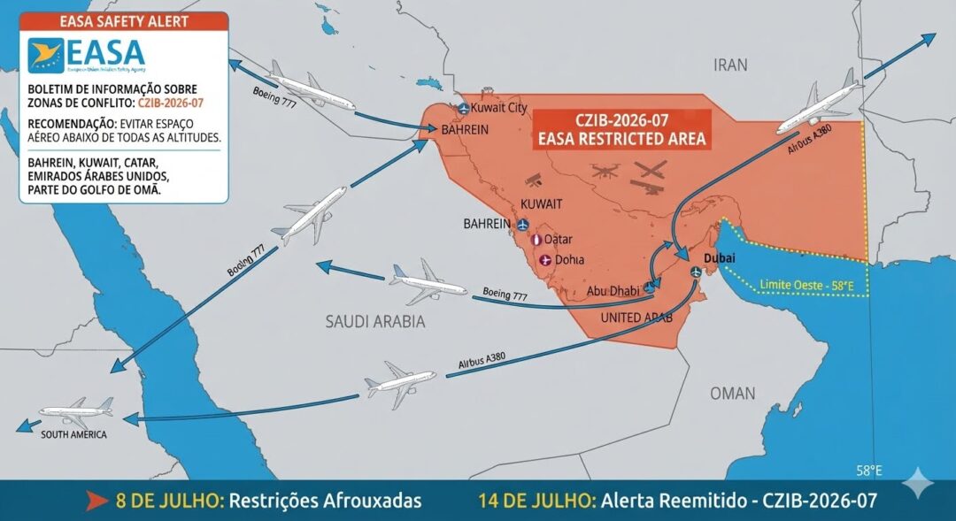 EASA-alerta-contra-voos-sobre-paises-do-Golfo-apos-nova-avaliacao-de-risco-para-a-aviacao-internacional