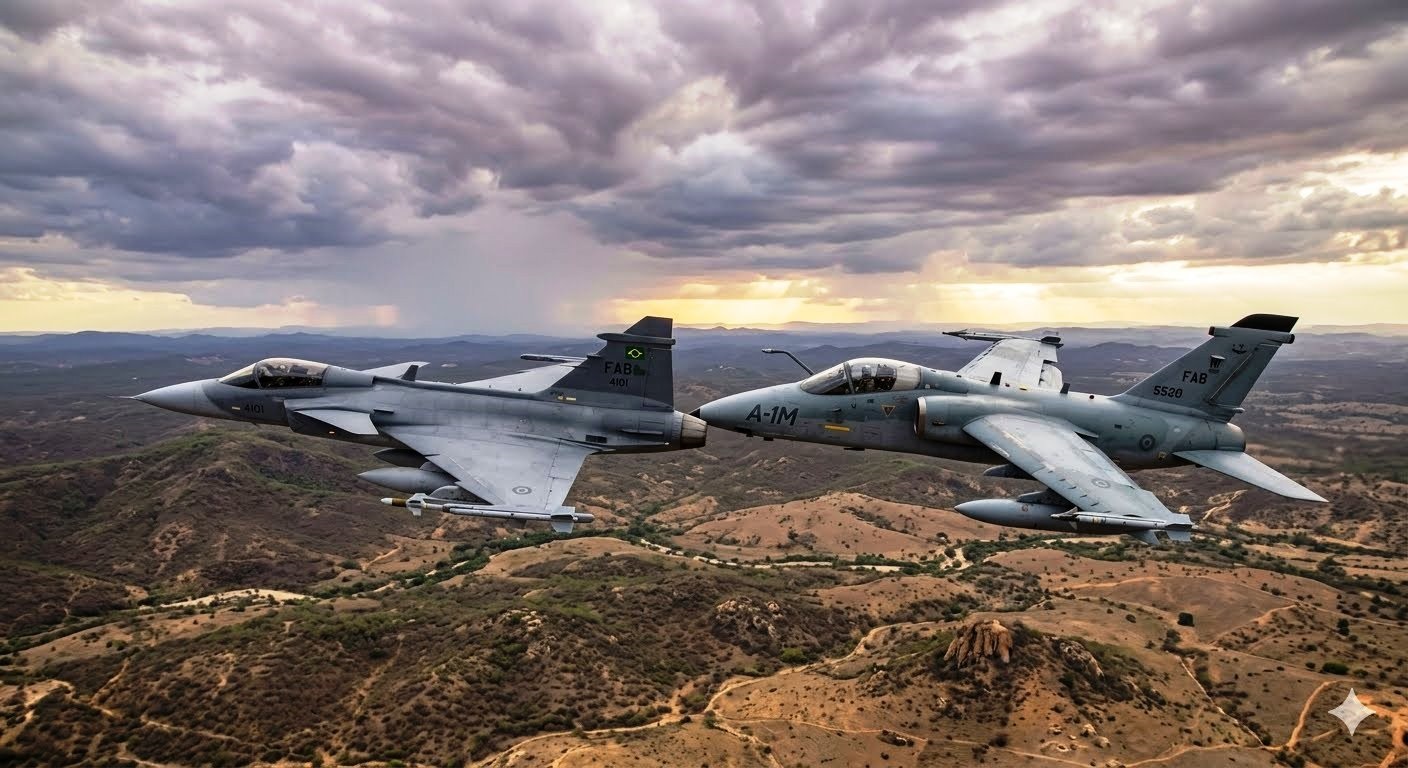 F-39 Gripen da FAB durante voo como sucessor do A-1 AMX_Imagem Ilustrativa 2