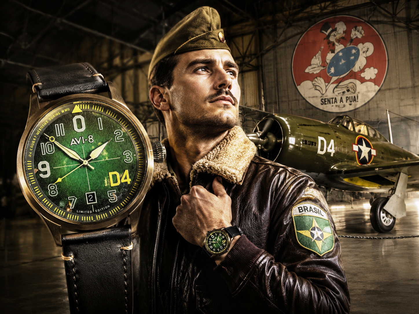 Relógio AVI-8 Flyboy Engineer Moreira Lima em homenagem ao Senta a Pua e à história da FAB