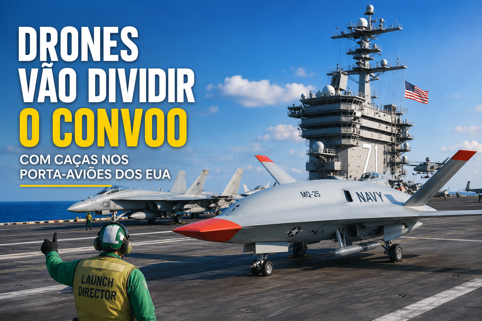 Avião não tripulado Stingray irá dividir espaço no convoo de porta aviões dos EUA_Imagem ilustrativa