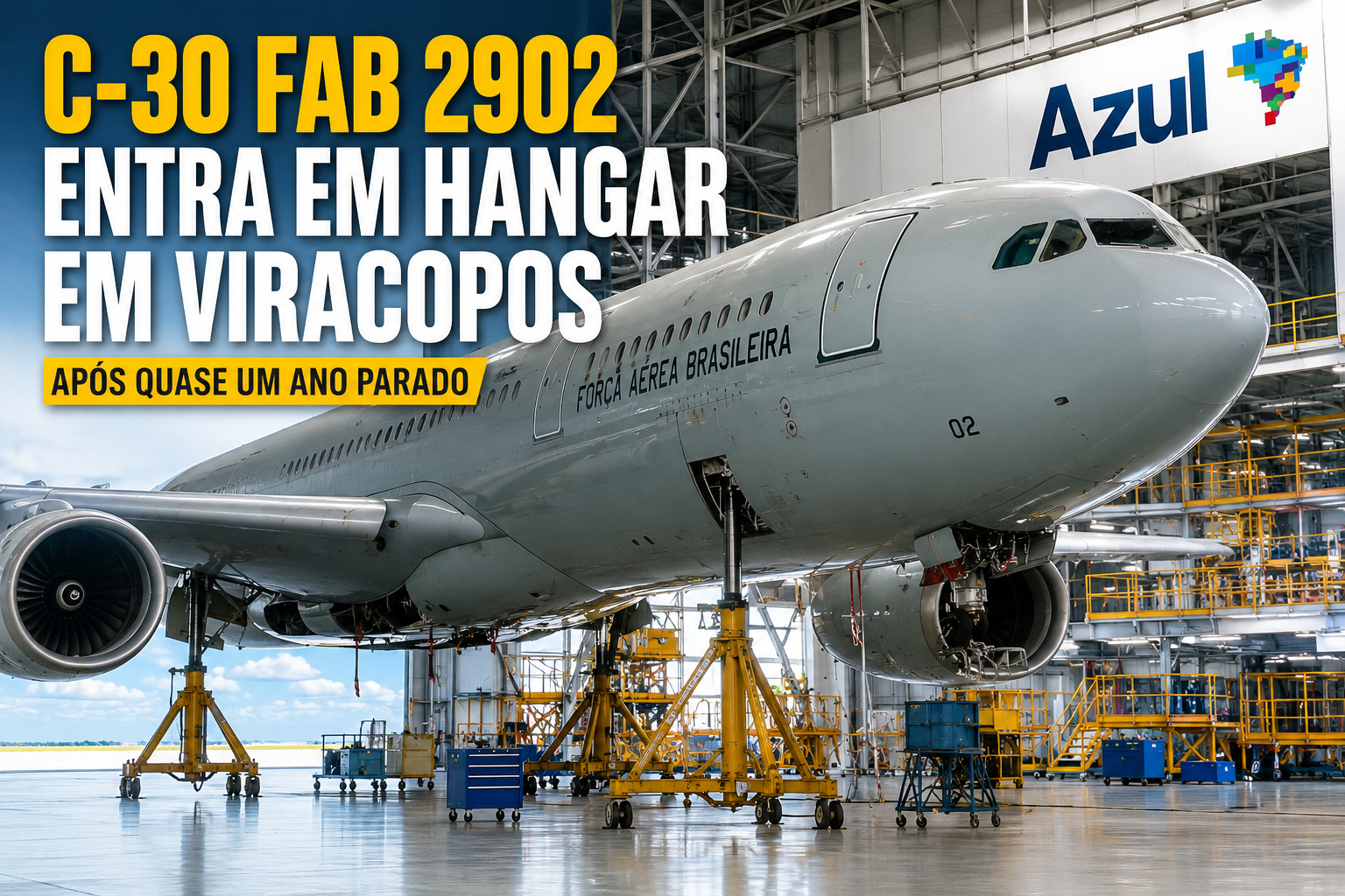C-30 da FAB aparece dentro do hangar na Azul em Campinas_Imagem Ilustrativa
