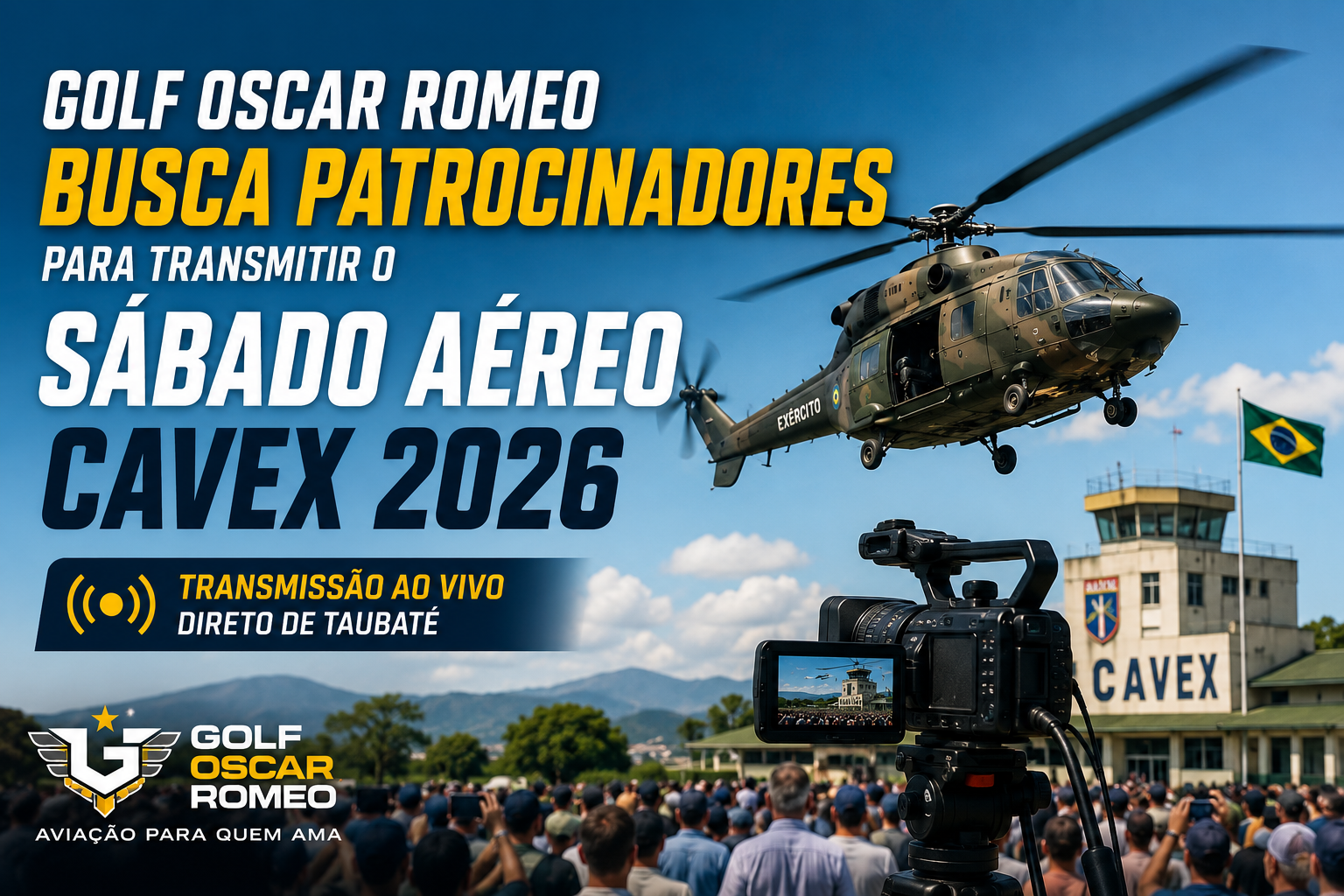 Golf Oscar Romeo procura patrocinadores para transmitir o Sábado Aéreo CAVEX 2026_Imagem ilustrativa