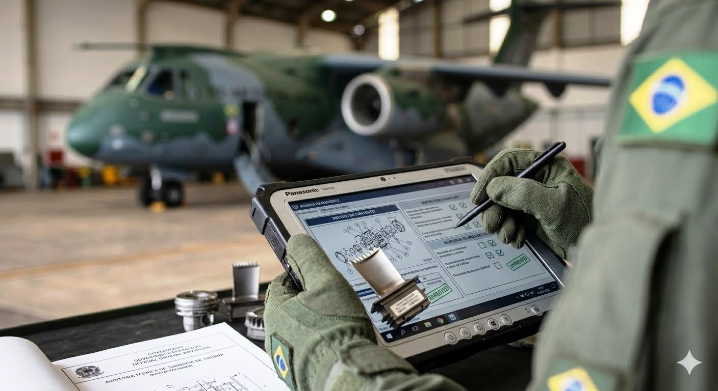 KC-390 Millennium da Força Aérea Brasileira em manutenção em um hangar_Imagem Ilustrativa 1