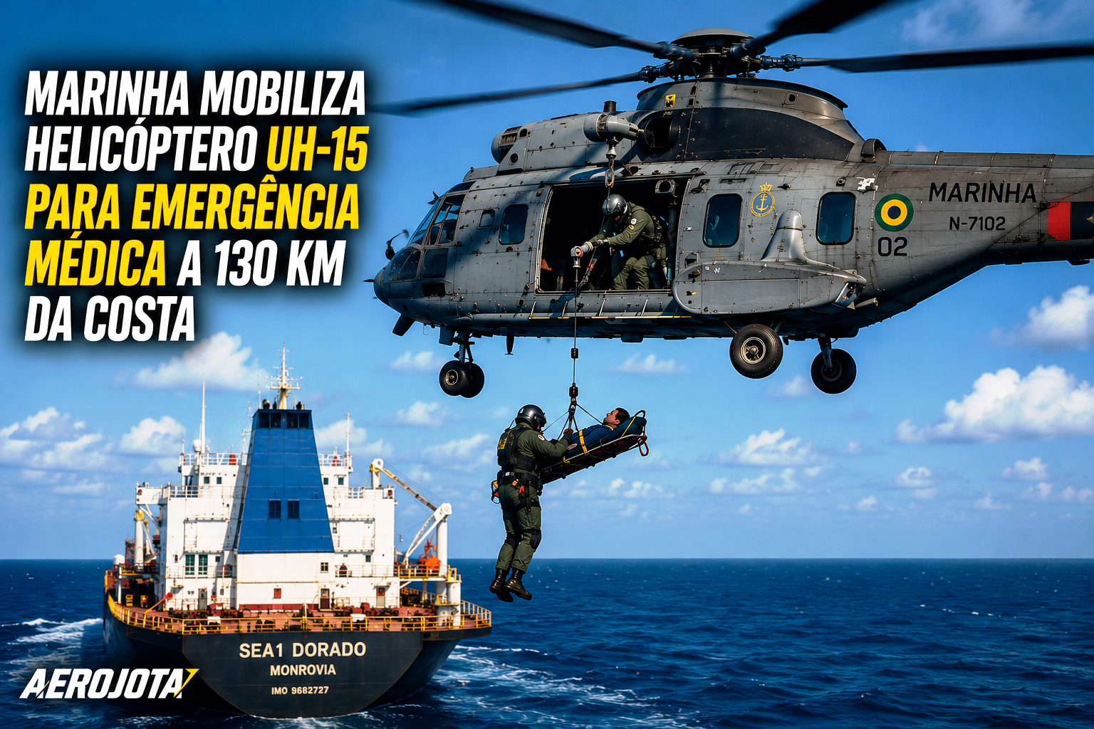 Marinha faz resgate Aeromédico de tripulante com AVC a bordo de navio mercante_Imagem Ilustrativa