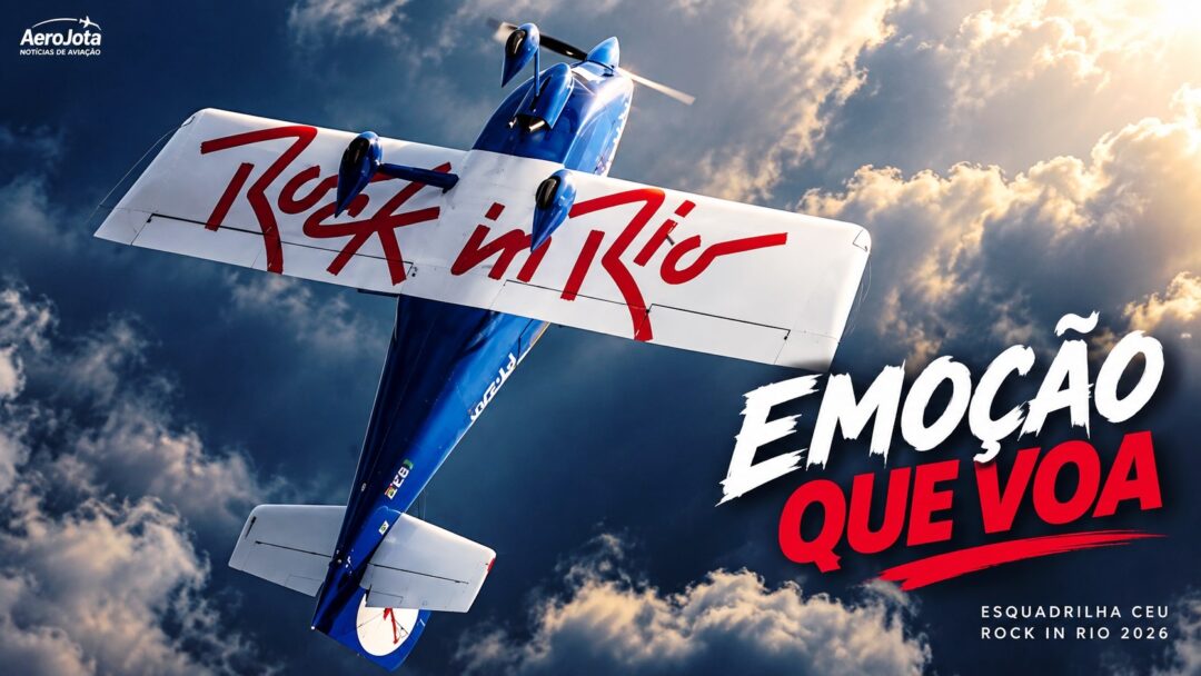 Aeronave da Esquadrilha CEU durante apresentação no Rock in Rio 2026 2