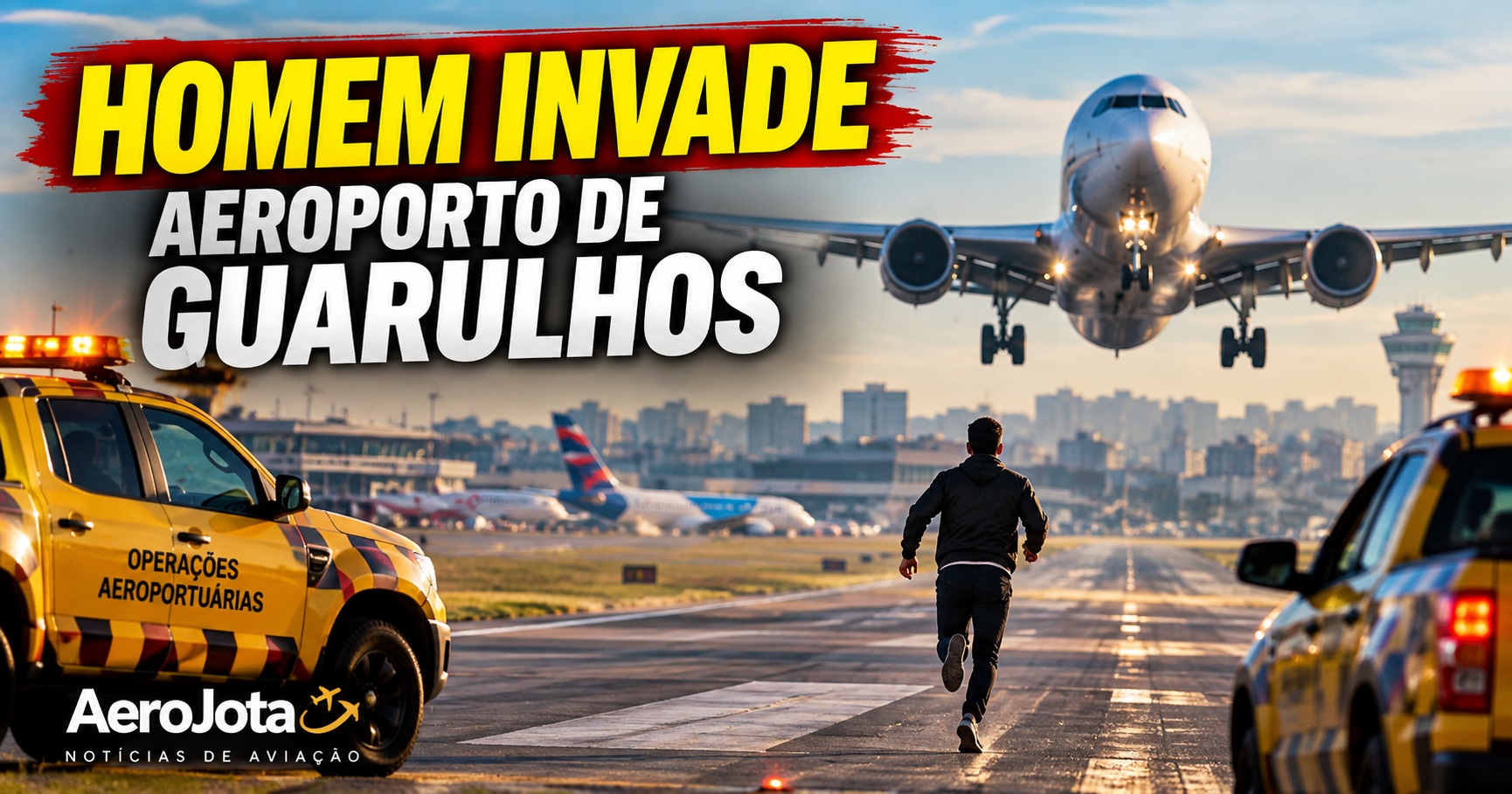Homem invade pista do Aeroporto de Guarulhos e corre entre viaturas
