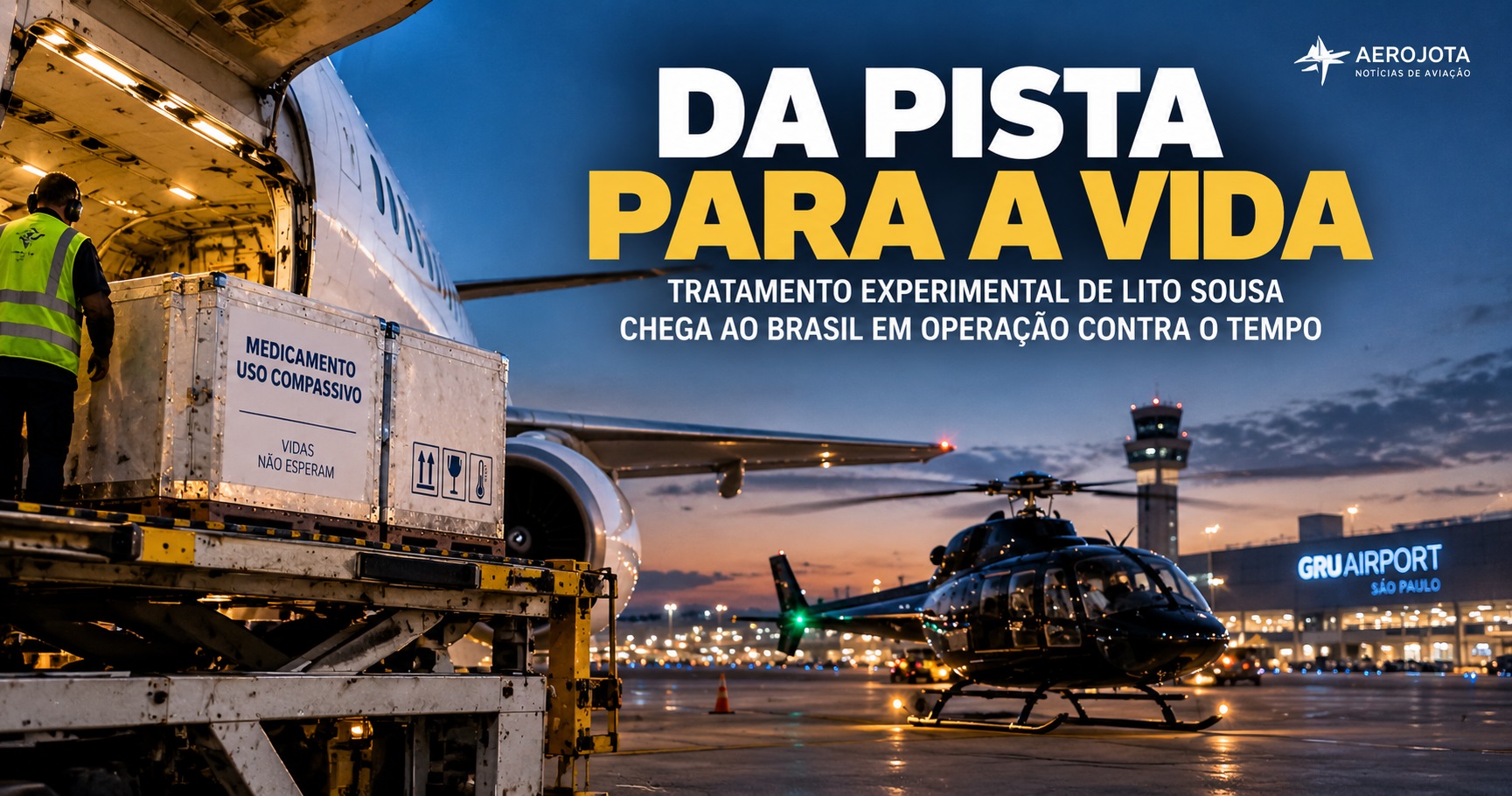Tratamento experimental de Lito Sousa chega ao Brasil em operação aérea no Aeroporto de Guarulhos