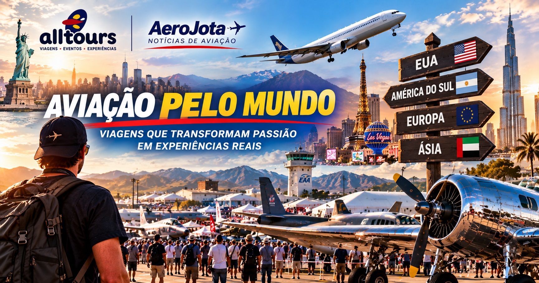 Viagens para eventos de aviação: agência brasileira organiza grupos pelo mundo