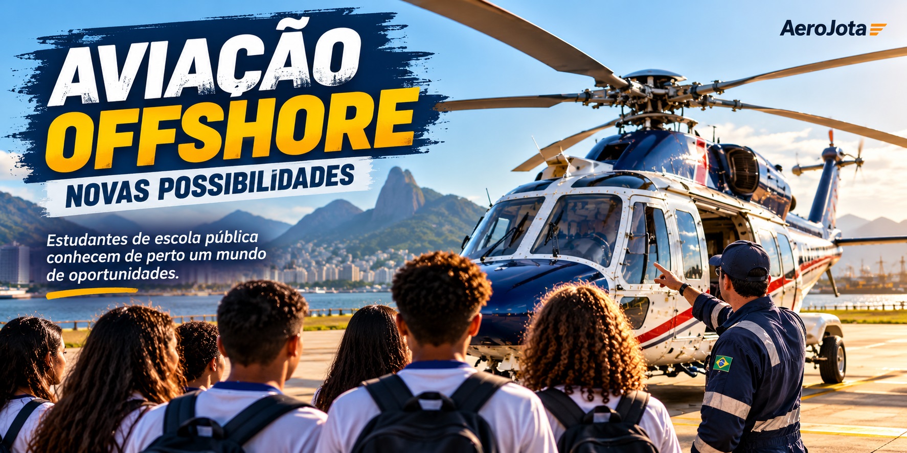Aviacao-offshore-em-Jacarepagua-ilustrada-por-estudantes-conhecendo-helicoptero-e-profissoes-aeronauticas.